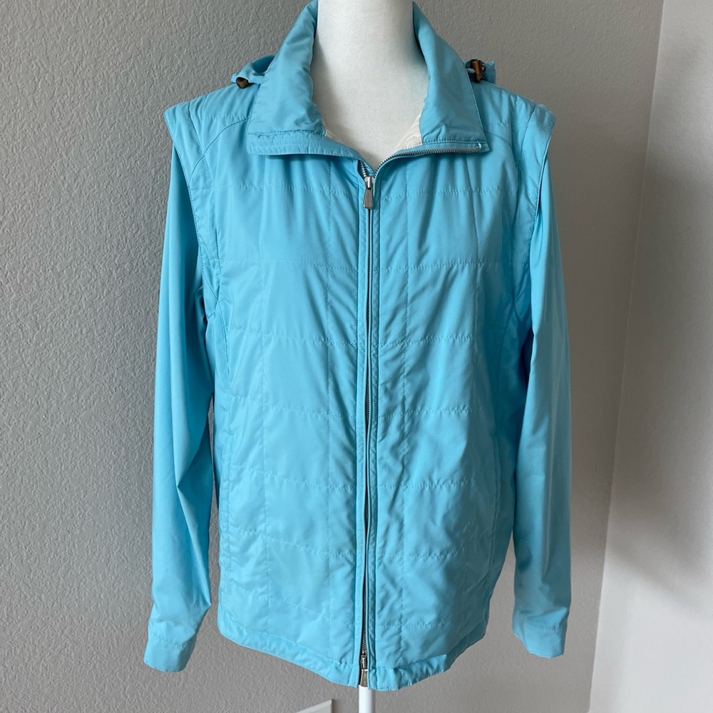 Loro Piana Women’s Jacket/Vest 2 in 1 Turquoise Chest 42”/Sz 6-8 US Italy EUC